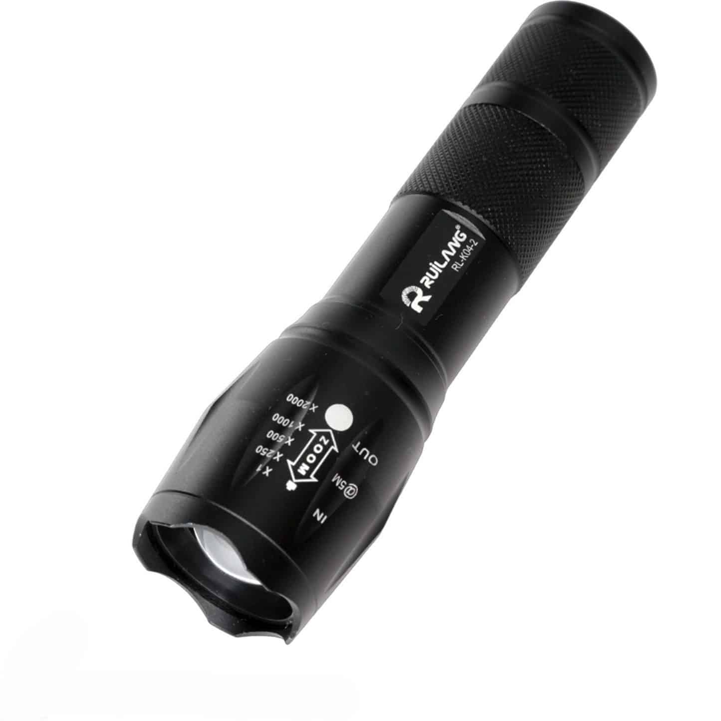 چراغ قوه آر ال مدل K04-2 دو لامپه XPE با نور UV و زوم